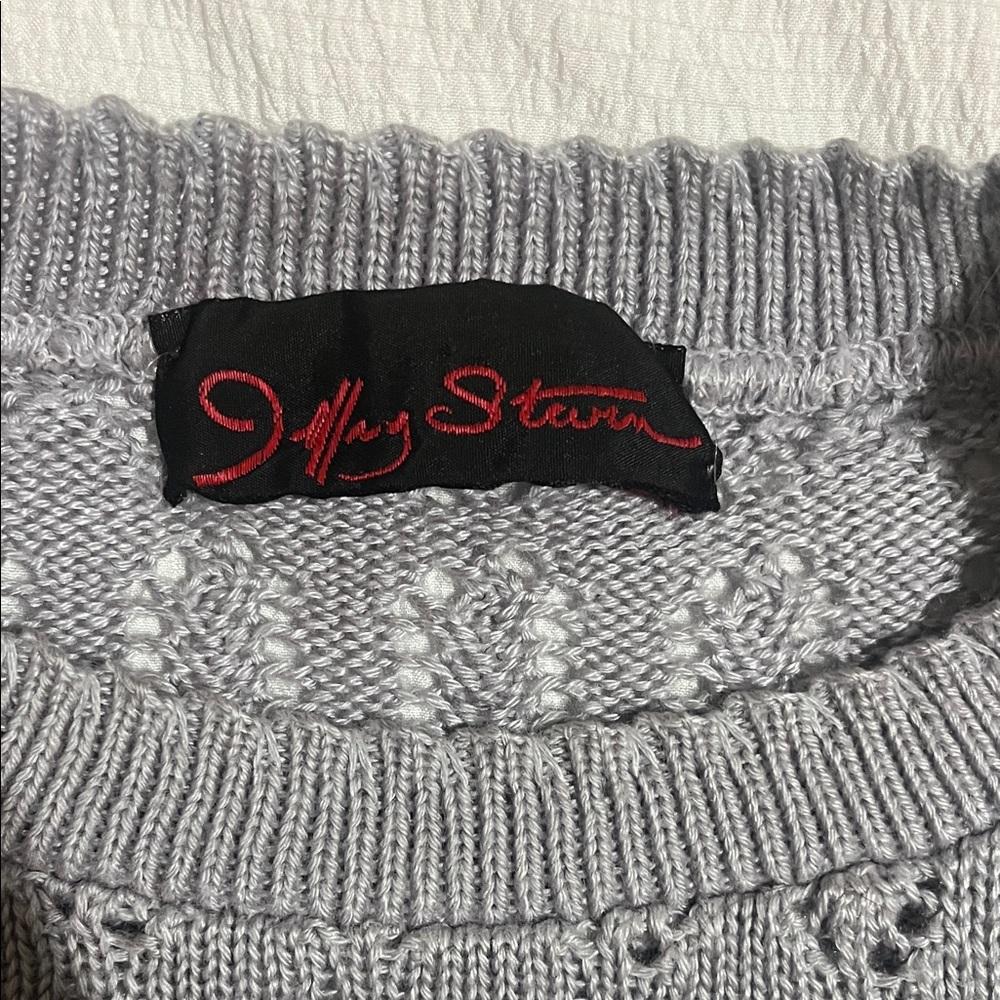 Vintage Jeffrey Steven Knit Long Sleeve Sweater- bluish gray lace knit retro - Picture 2 of 5